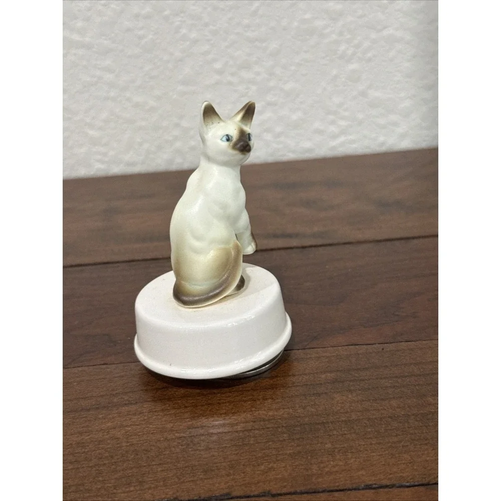 Vtg Siamese Cat Music Box Music Box Plays Memories Porcelain Japan